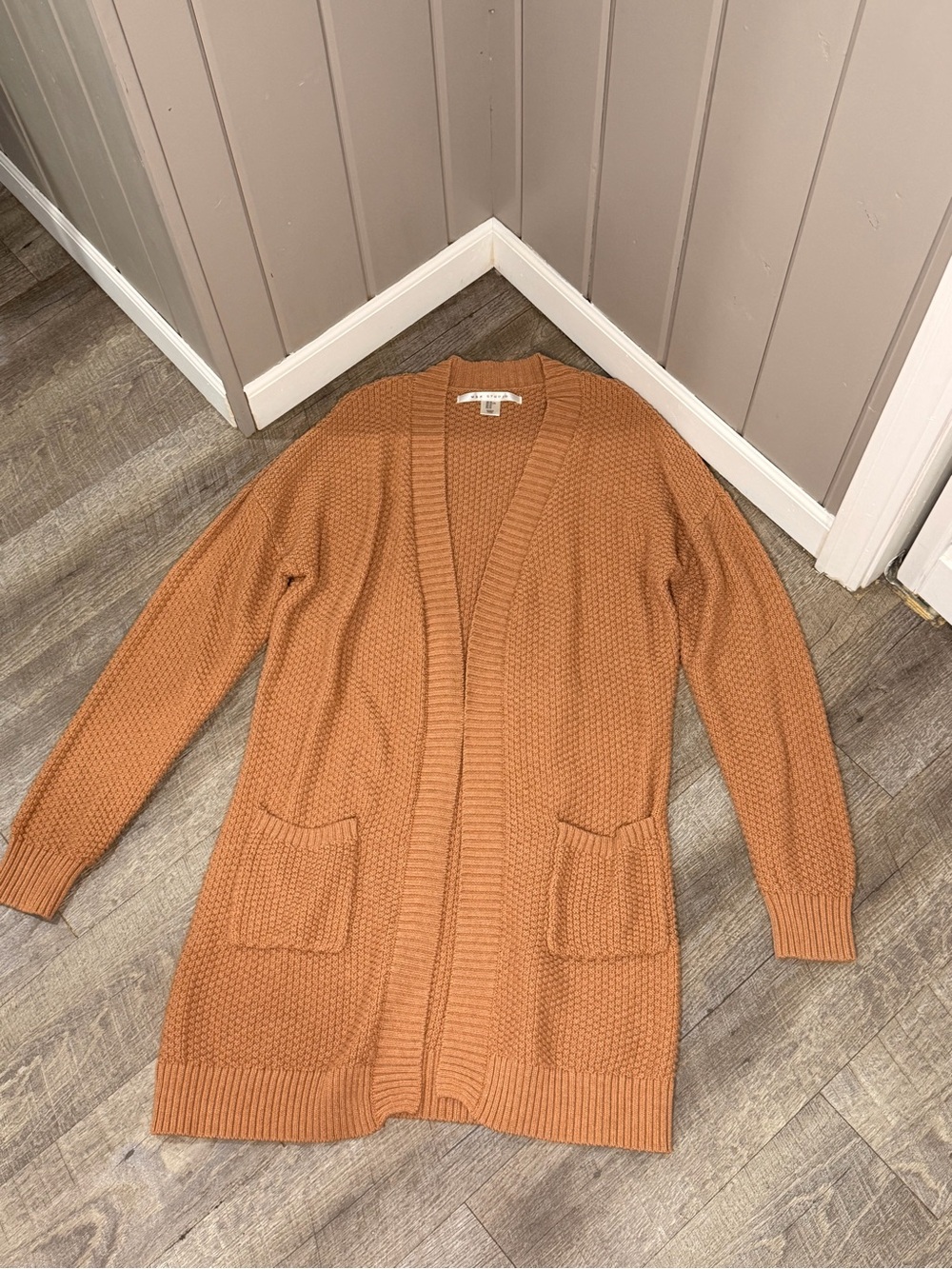 Max Studio Rust Waffle Knit Open-Front Cardigan